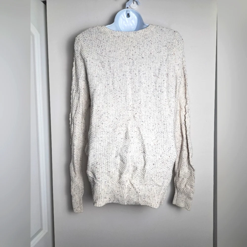 Loft confetti sweater cable knit sleeve crew neck sz M - Picture 2 of 6